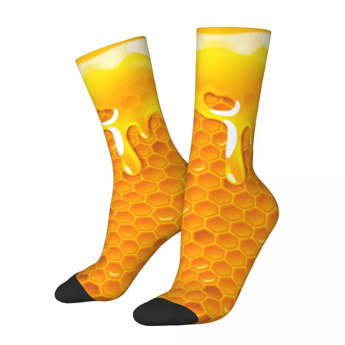 

Funny Sweet Honeycomb Basketball Socks Polyester Crew Socks for Unisex Sweat Absorbing