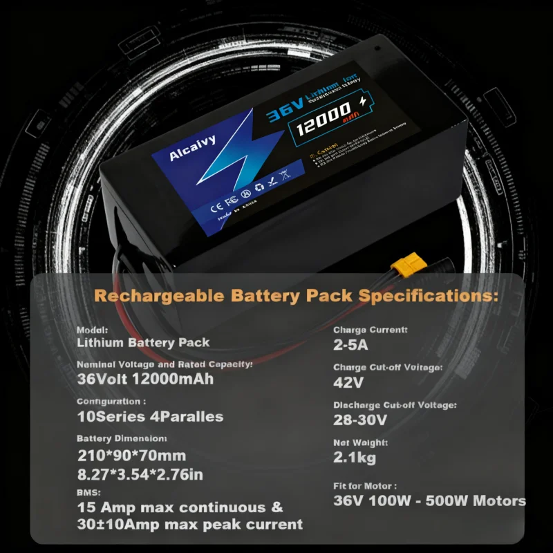 حزمة بطارية ليثيوم 48 فولت 12 أمبير في الساعة مع 30 أمبير BMS، قابلة لإعادة الشحن لمجموعة تحويل الدراجة الكهربائية 500 وات 750 وات 1000 وات طويلة المدى