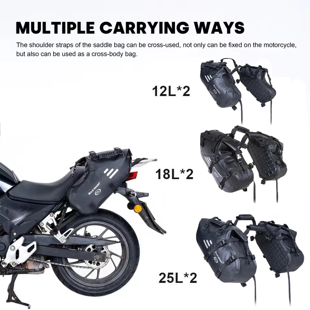 2PCS Motorcycle Saddle Side Bag 24L/36L/50L Universal Motorbike Riding rear seat bag Luggage Travel Bag For Honda Kawasaki ..
