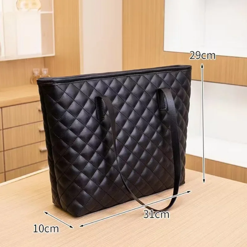 New Lingge Embroidery Women Handbag Fashion Luxury Large Capacity Casual Shoulder Bag Solid Color Ladies Shopping Totes Bags