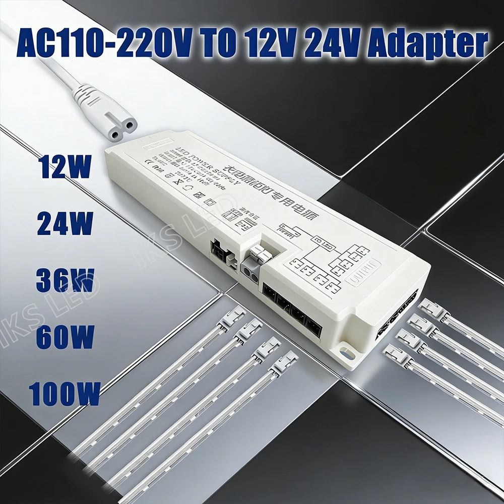 

AC110V 220V to DC 12V 24V Трансформатор освещения Светодиодная лента для шкафа Источник питания DuPont Port DriverW 24W 36W 60W 100W