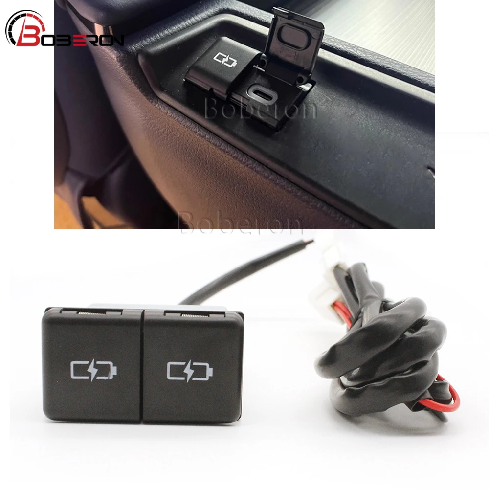 

Автомобильное зарядное устройство 45W+45W с двумя портами Type-C, адаптер питания для Toyota Camry, Avalon, Highlander, Levin, RAV4, аксессуары