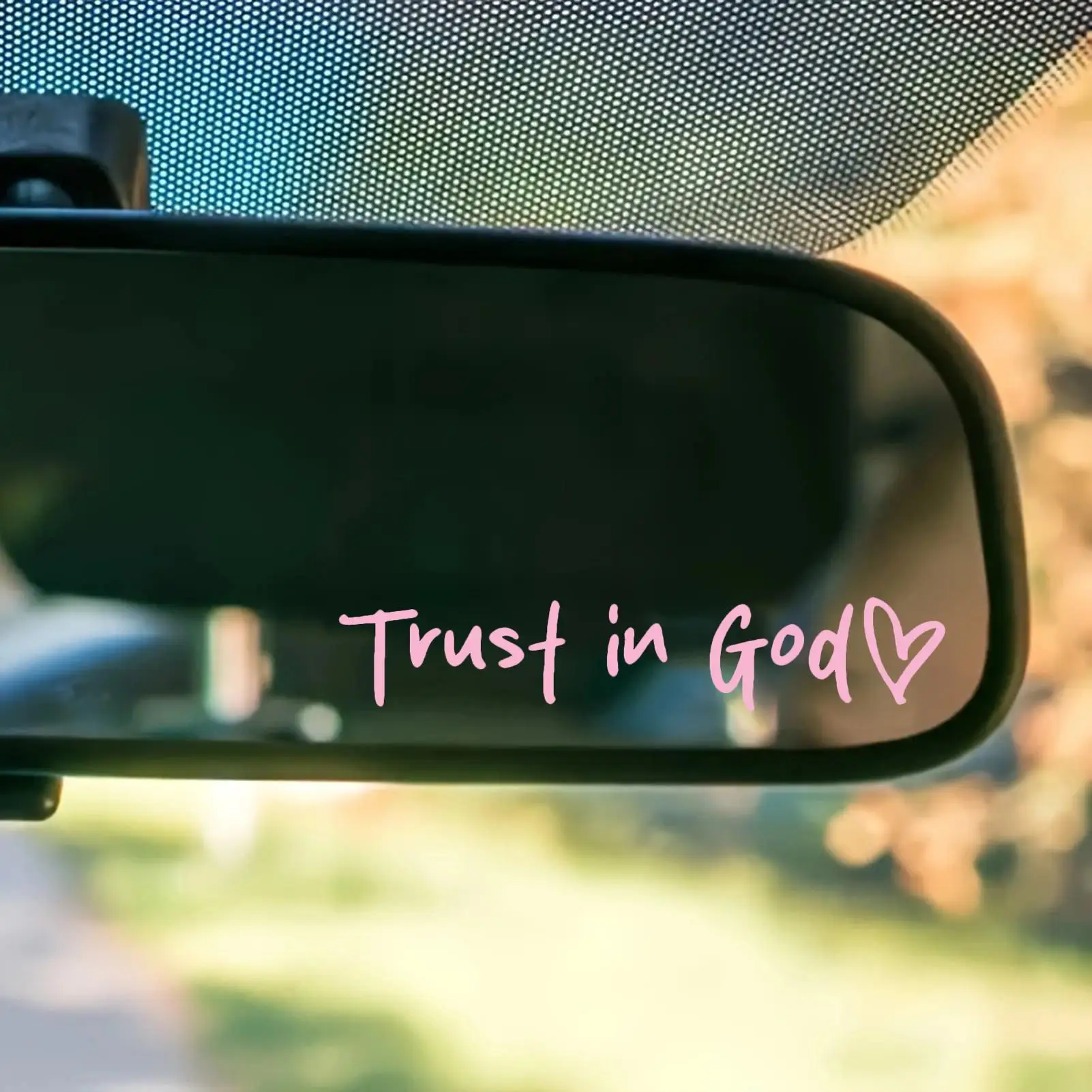 Waterproof Rearview Decoration Cling Car Mirror Sticker Trust In God Auto Rear Mirror Decorative Sticker For Laptop Tablet