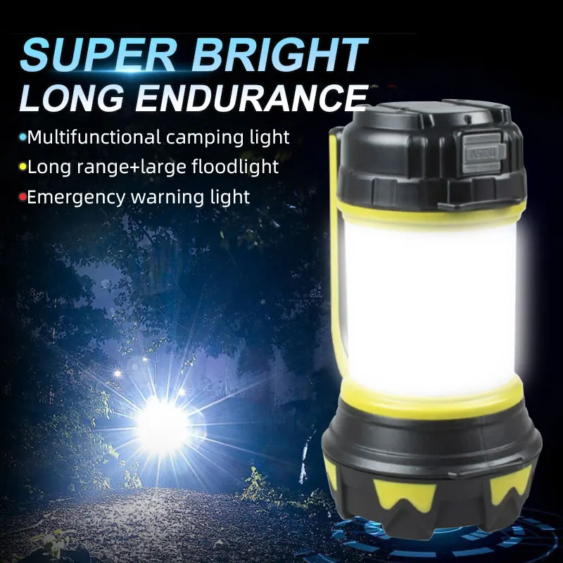 Portable Camping Lantern Lamp T6 Beads Flashlight USB Rechargeable Waterproof Emergency Outdoor Searchlight With COB Sidelight