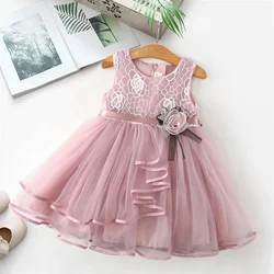 Summer Baby Girls Clothes Flower Kids Dresses for Girls Floral Lace Fluffy Princess Dress Child Pageant Birthday Party Vestidos