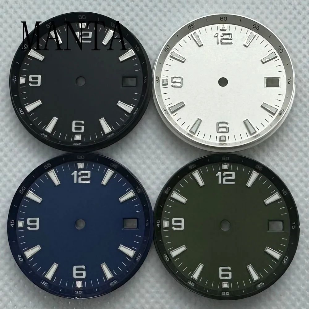 Стерильный циферблат MANTA диаметром 31 мм, механизм NH35, черный, синий, зеленый, белый, детали часов