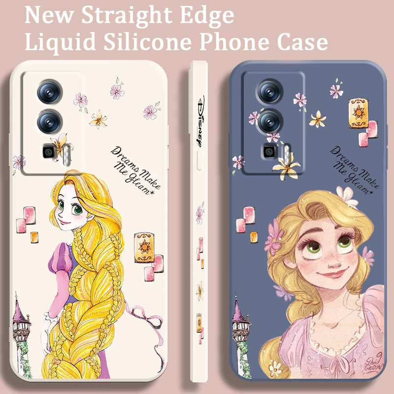 Princess Tangled Rapunzel Liquid Left Rope For Xiaomi Redmi 12 12C K60 A1 K50 11 K40 10C 10 9A 9AT 9T 9C 8 5G Cover Phone Case