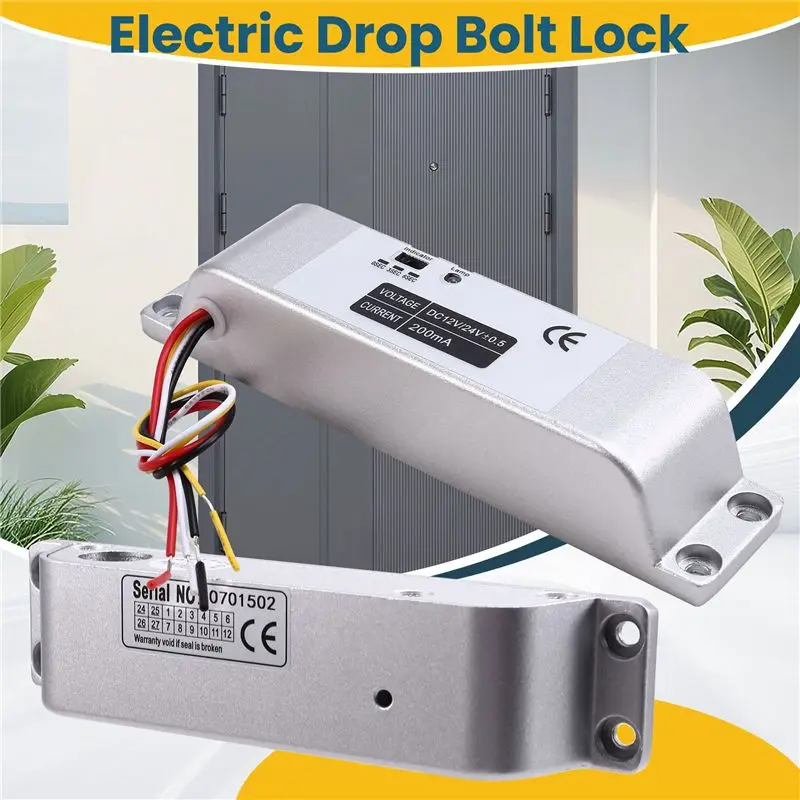 ●Electric Drop Bolt Lock 4 Wires DC12V Electronic Mortise Locks Wooden Door Lock Lron Door Lock
