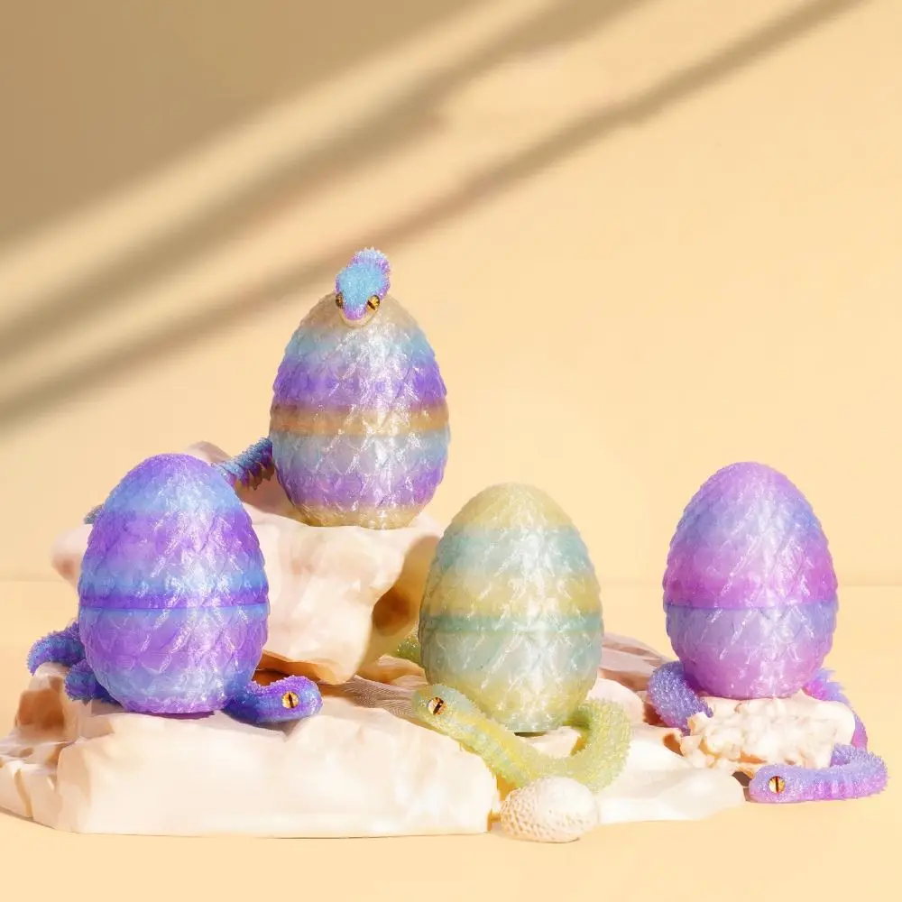 Movable Joint 3D Printed Snake Egg Toy Realistic Multicolor Simulated Snake Ornament PLA 30cm Simulation Snake Model Halloween