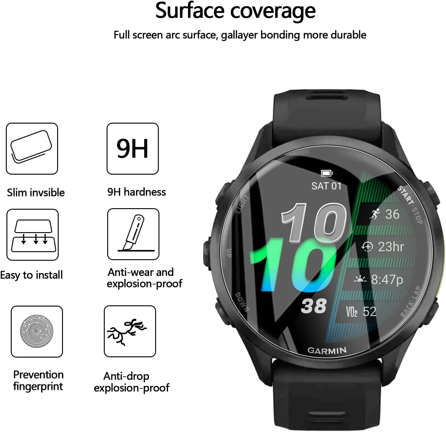 Clean Tempered Glass Film For Garmin Forerunner 970 Screen Protector Protective Film Accessories For Garmin Forerunner 970 image 4