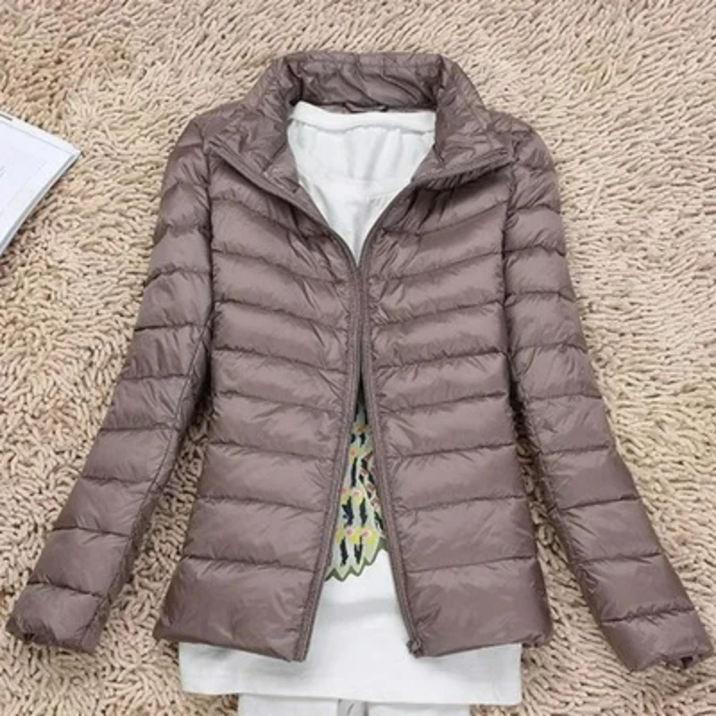 0-10 ℃ المرأة معطف الشتاء الخريف خفيفة بطة أسفل سترة للنساء سليم سترة منفوخة المحمولة ملابس خارجية يندبروف أسفل معطف #5