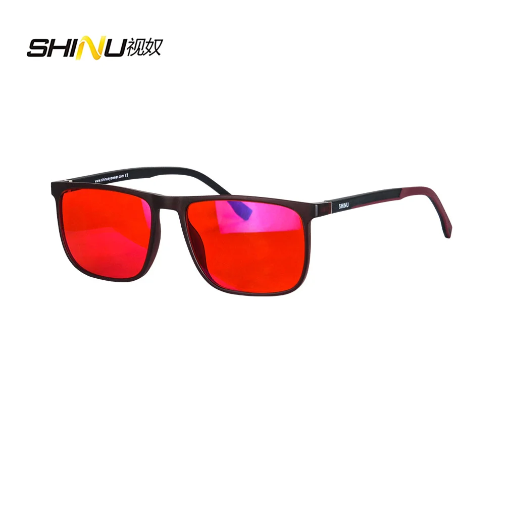 

SHINU Good Sleep Red lens Glasses Blue Light Blocking Orange Computer Glasses Anti Green Light Eliminate Eye Strain Glasses