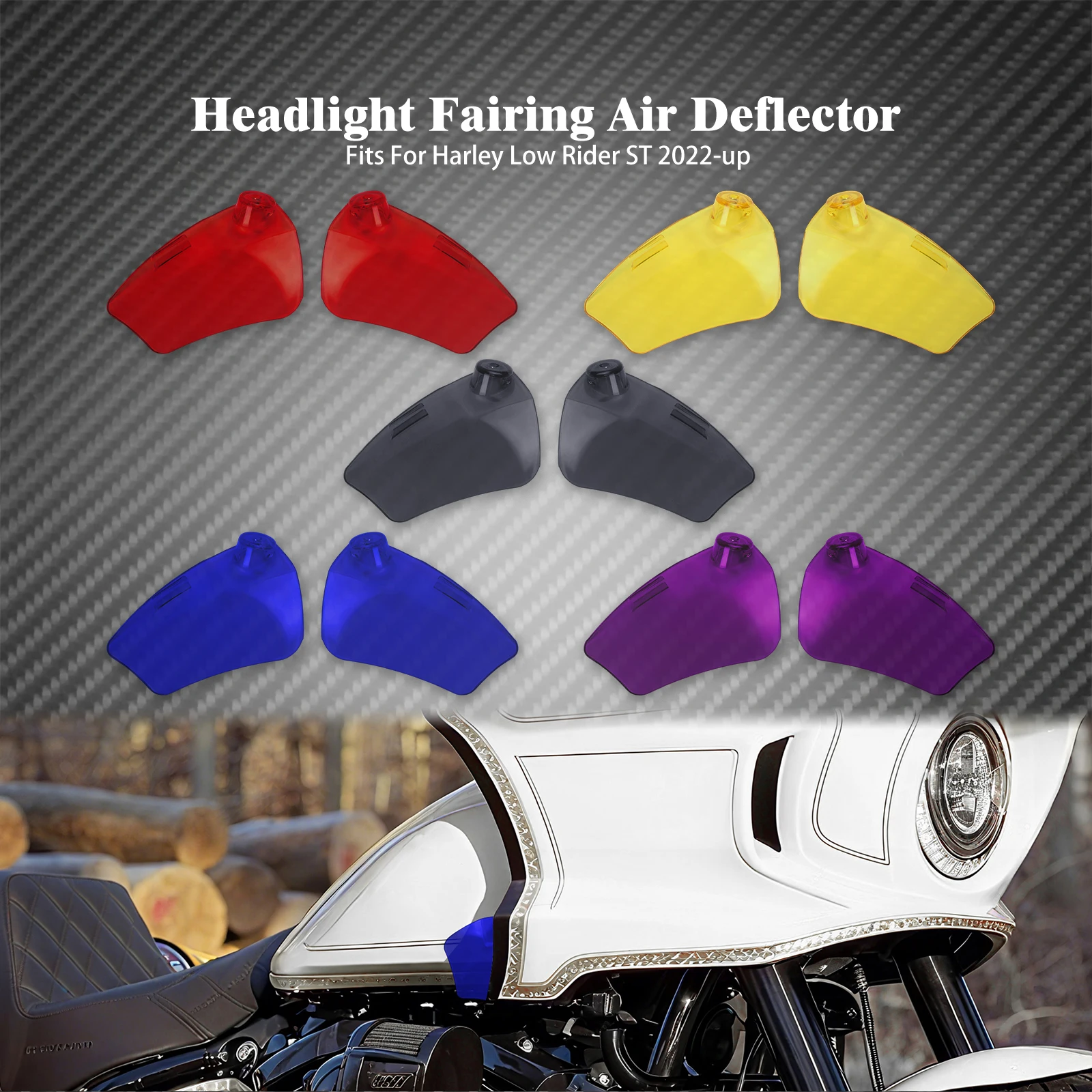 

Motorcycle Colorful Headlight Fairing Air Deflector For Harley Softail Low Rider ST 2022-Up Headlamp Windshield Wing Deflector