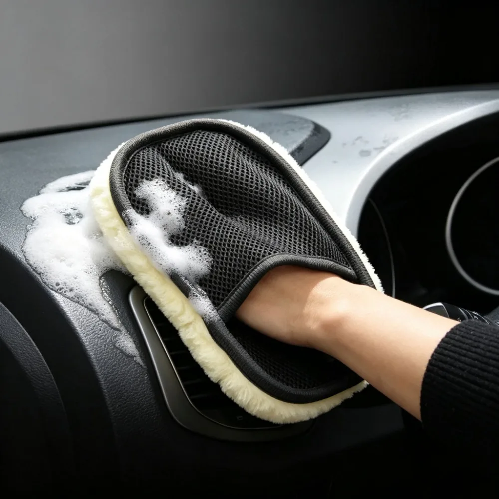 Plush Soft Wool Car Washing Gloves Auto Car Wash Mitt Motorcycle Cleaning Brush Car Detailing Care Tool