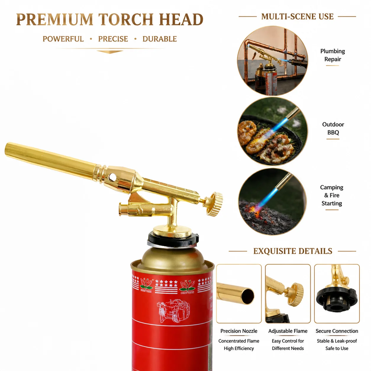 Portable Welding Torch Gas Burner Portable Flame Gun Butane High Temperature Welding Gas Lighter Blowtorch Outdoor Camping Barbe