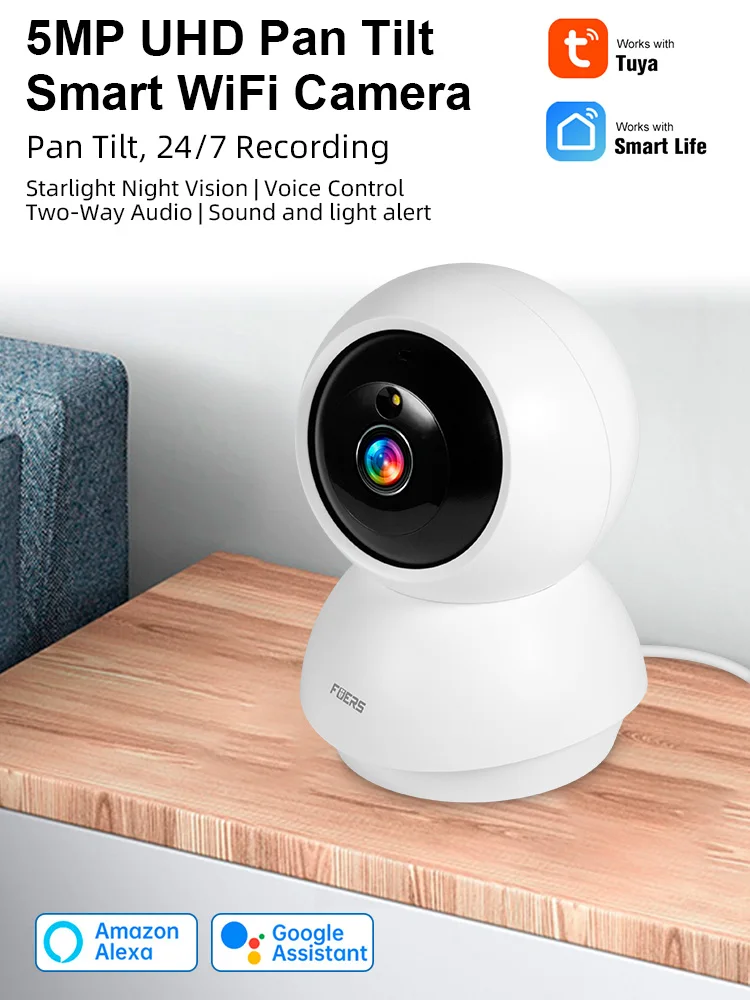 Fuers 5MP WiFi-camera werkt met Tuya Smart Home Indoor draadloze IP-bewakingscamera AI Detect Security Baby Monitor - afbeelding 2