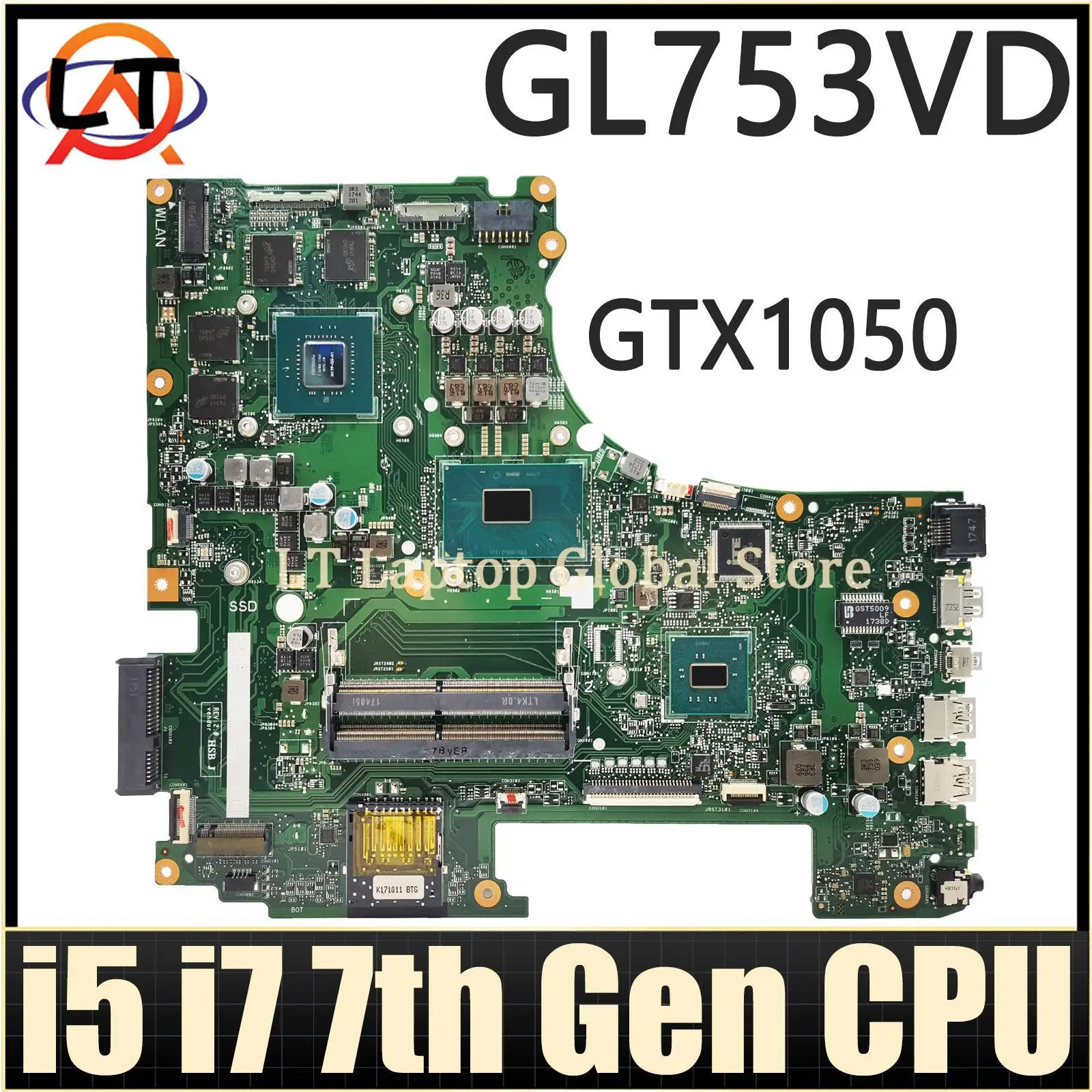 GL753VD i5 i7-7th Gen CPU GTX1050 GTX1050ti Mainboard For Asus ROG GL753VD GL753VE FX753V ZX753V GL753V GL753 Laptop Motherboard