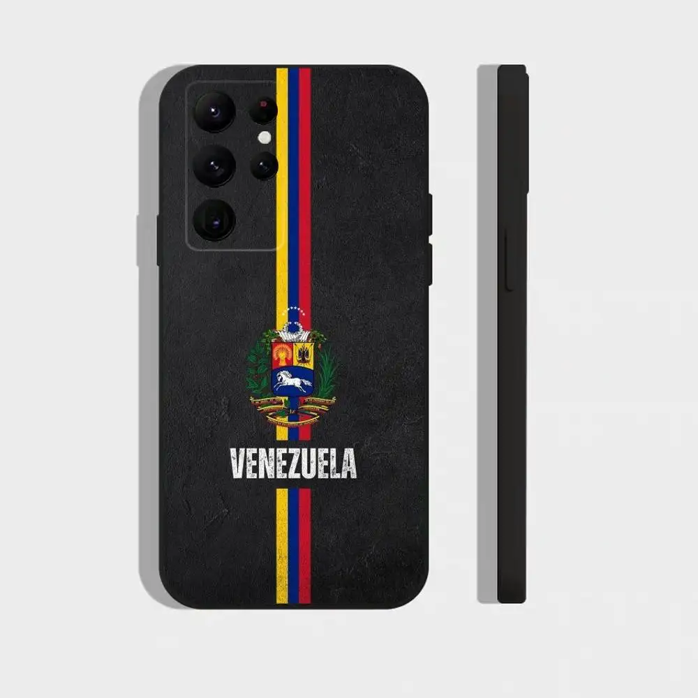 V-Venezuela Passport Flag Logo Collage Phone Case For Samsung S25,24,23,22,30,21,10,9,Ultra,Plus,FE 5G Black Soft Case