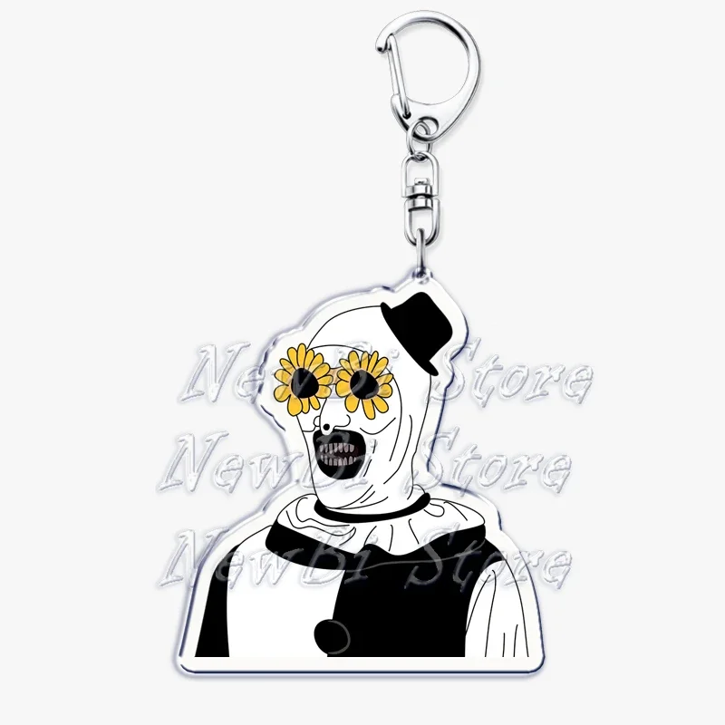 Horror Movie Terrifier Art The Clown Keychains Keyring for Accessories Bag Sunflower Glasses Clown Key Chain Jewelry Fans Gifts