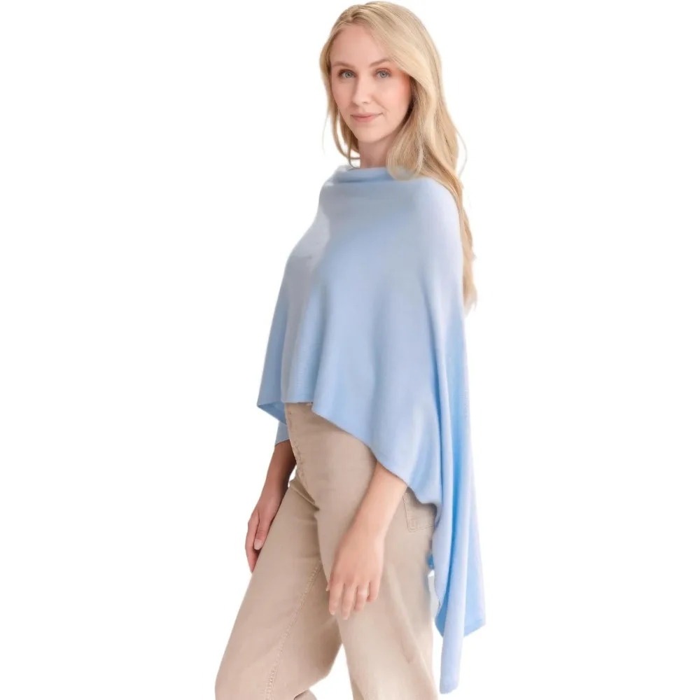 고급스러운 가벼운 코튼 캐시미어 혼방 판초 - 95% 코튼 5% 캐시미어 - 그녀를 위한 완벽한 부드러운 선물