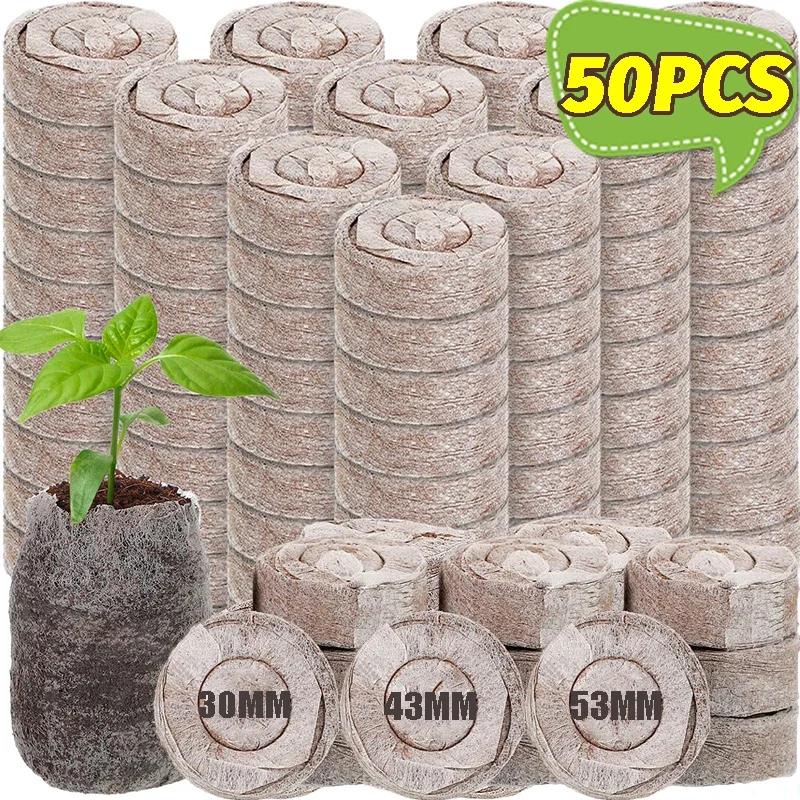 10/50pcs Planting Seedling Block Starter Plugs Nutrient Compressed Peat Block Media Cubes Nursery Pot Greenhouse Garden Supplies