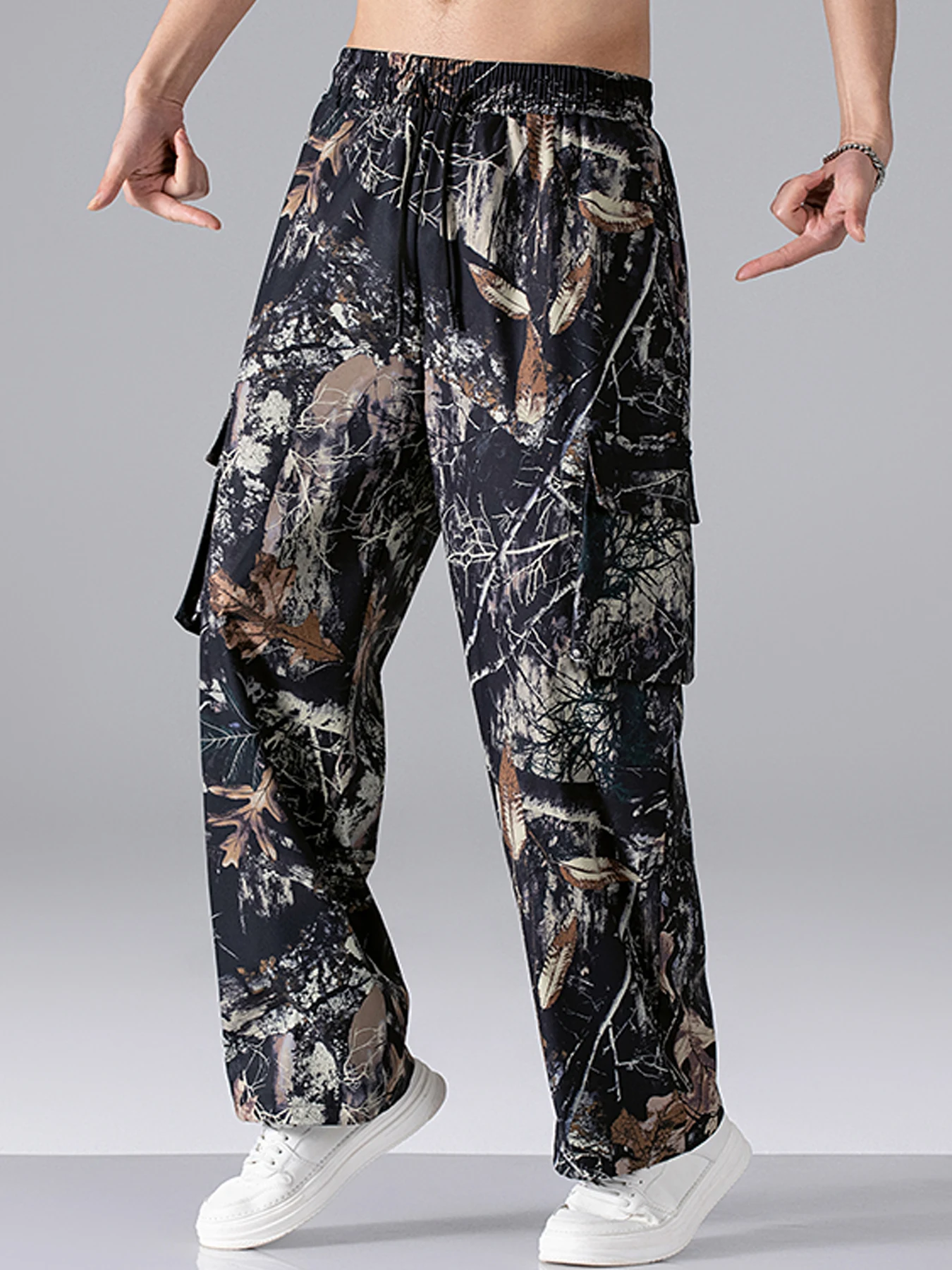 

Осень и зима Новые мужские универсальные повседневные брюки большого размера с принтом и несколькими карманами, повседневные рабочие брюки, повседневные брюки для столовой на открытом воздухе