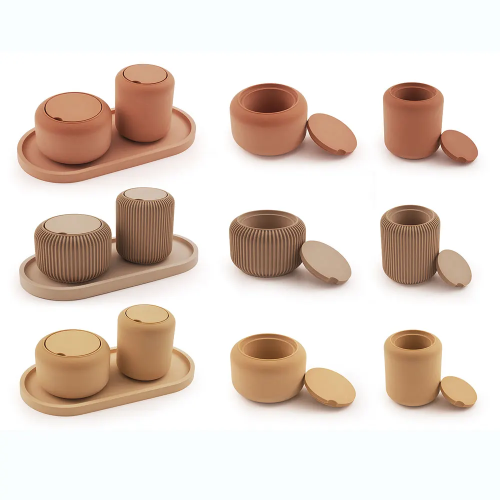 2pcs/Set Stripe Incense Burner Box Silicone Mold DIY Concrete Cement Candle Cup Making Mould Plaster Resin Storage Jar Molds