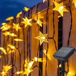 Güneş yıldız dize işıklar açık su geçirmez LED güneş enerjili peri işıklar noel veranda bahçe Yard sundurma düğün dekor için