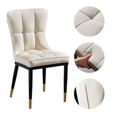 Factory direct sale price dining chair PU leather sponge metale furniture with backrest single leisure stool for dining room