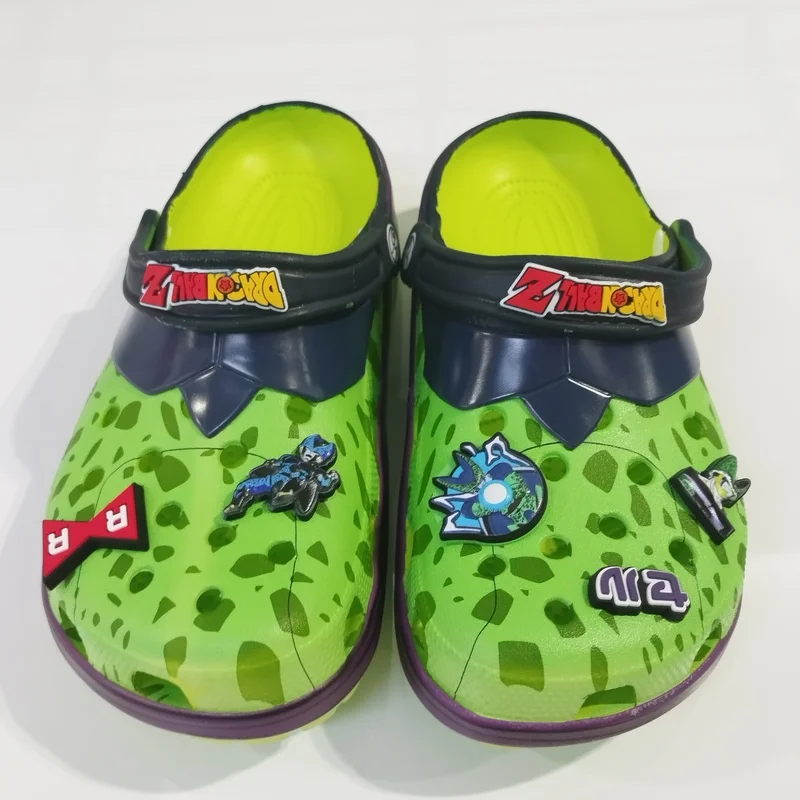2025 novo quente dragon ball frissa adulto crianças buraco sapatos lazer confortável sapatos de praia não deslizamento chinelos ao ar livre