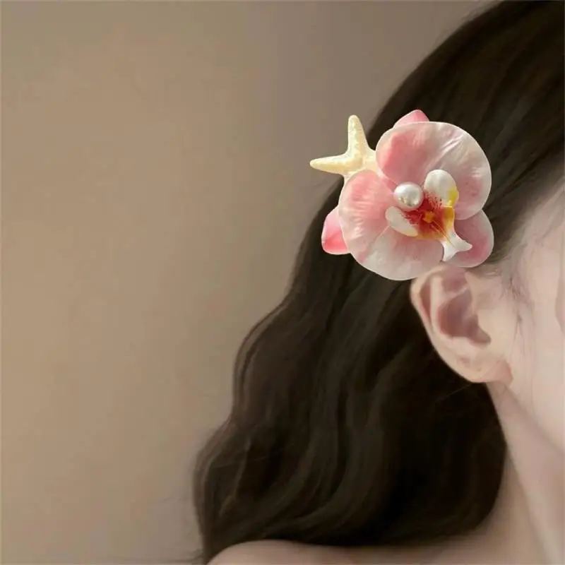 Halaenopsis Seestern-Haarspange Romantische Strand-Urlaubs-Haarspange Niedliches Sommer-Haaraccessoire für Frauen und Mädchen – Detail 8