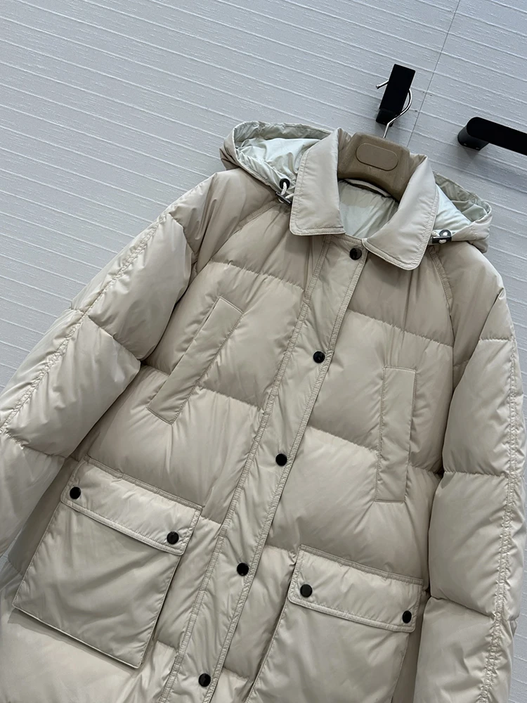 SVORYXIU خريف شتاء 2025 نمط جديد الترفيه نمط مقنع نمط طويل أسفل سترة امرأة موضة بورجوندي الدافئة أسفل سترة