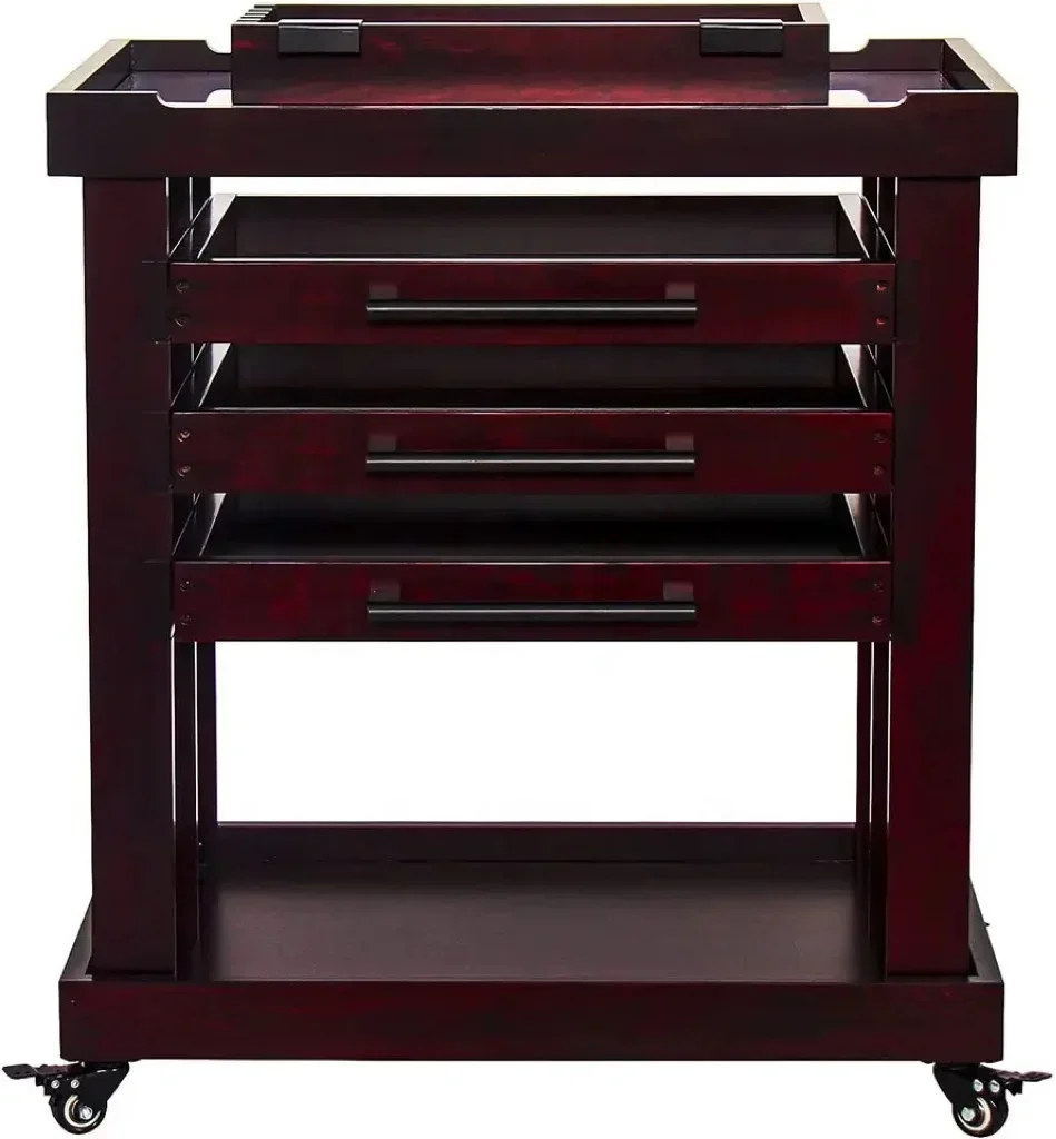 

Five-layer rolling storage cart organizer beech wood artist painting easel with 3 drawers and 4 lockable wheels