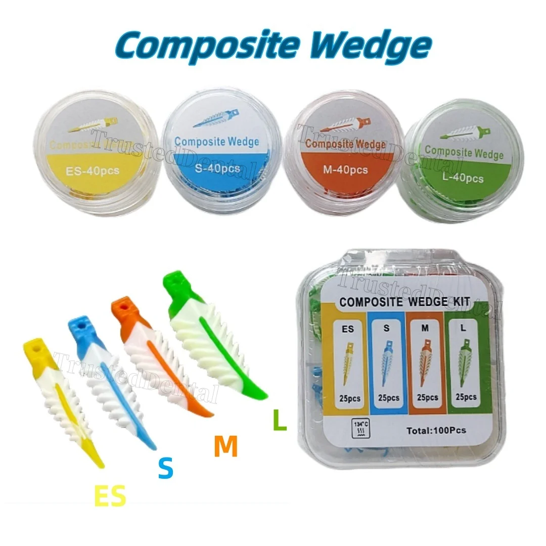 

40pcs/Box Dental Strata Composite Wedges Soft Face Cervical Seal Diastema Wedge Matrix Band Matrices ES/S/M/L and 100pcs/Kit