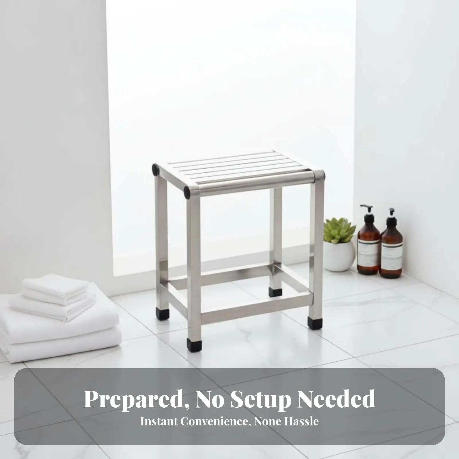 

Slatted Metal Stool Waterimpervious sturdyDuty Single-Level Anti-Slip Reinforced Frame for Workers, Seniors, Factory, Kitchen