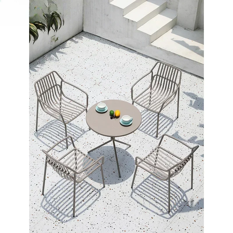 Internet celebrity open-air balcony waterproof and sunscreen courtyard garden, leisure all-aluminum table and chair combination