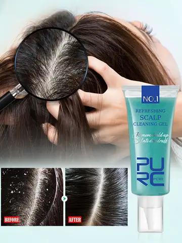 PURC 헤어 트리트먼트 안티 비듬 각질 제거 샴푸 및 컨디셔너 스트레이트닝 헤어 케어 제품 여성 남성 60ml