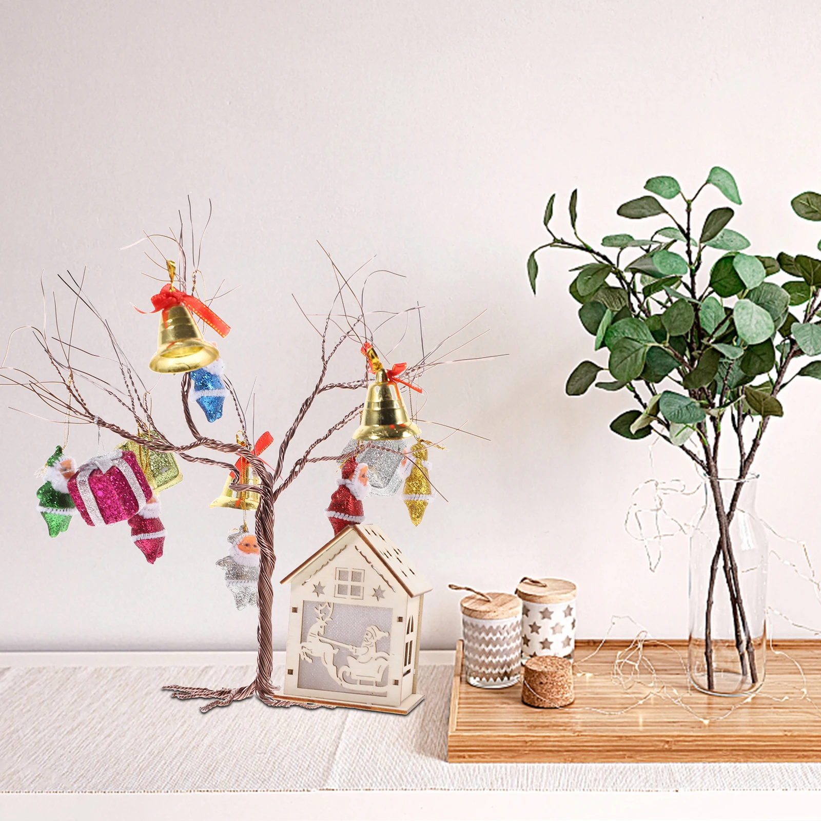 

Bell Ornaments Christmas Decoration Iron Wire Tree DIY Materials Kids Crafts Safe Handicraft Supplies Mini Xmas Tree