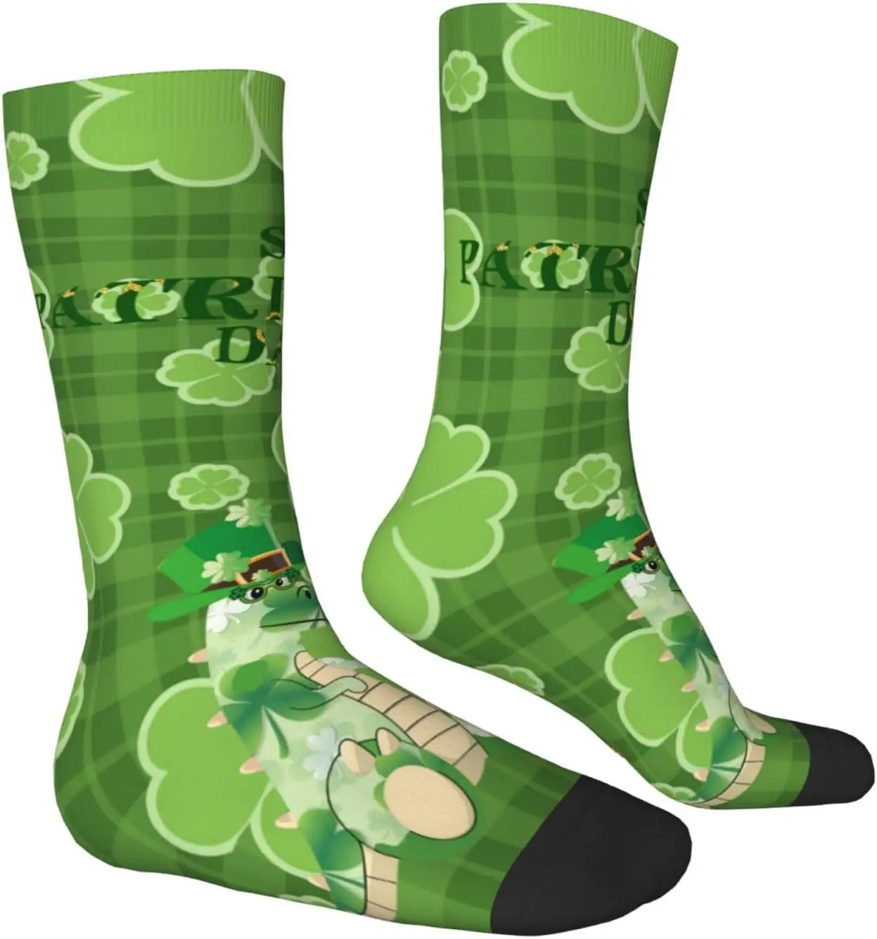 Green Clover Socks Dress Green Stockings Socks Patrick Novelty Harajuku Retro Style Breathable Non-slip Sports