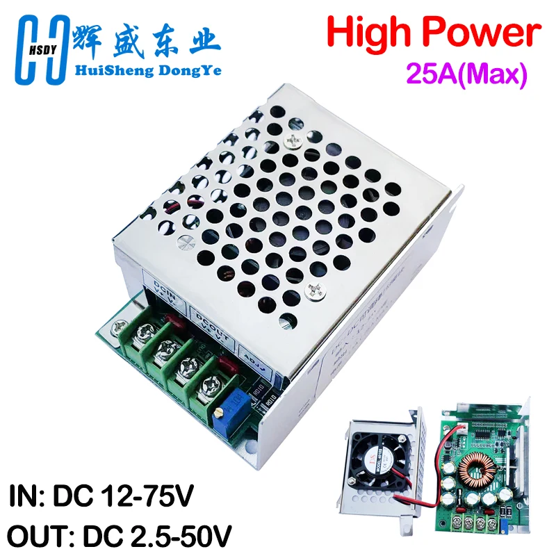 High Power Adjsutable DC-DC Step Down Buck Converter 12-75V to 2.5-50`V 60V 48V to 36V 24V 12V Solar Charging Power Supply