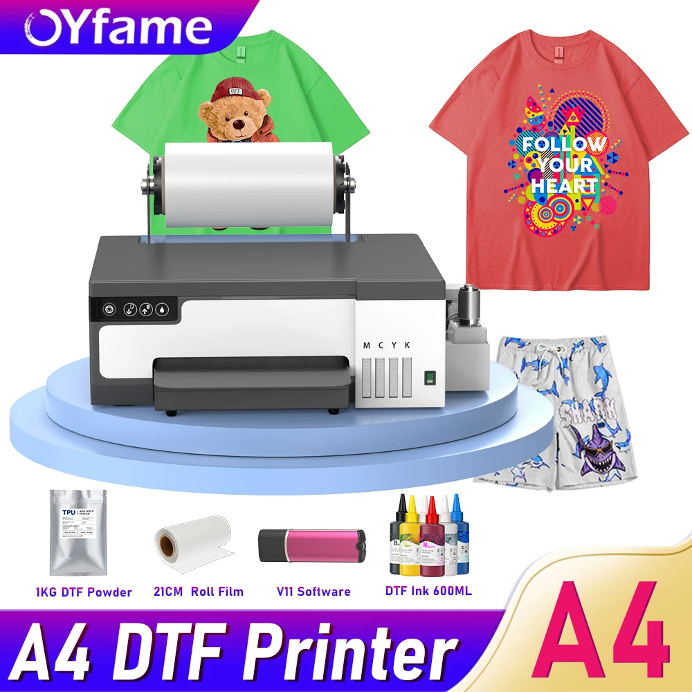 OYfame For Epson XP600 impresora dtf Direct to Film Printer dtf transfer Printer For Jeans Hoodies t shirt Printing Machine A3