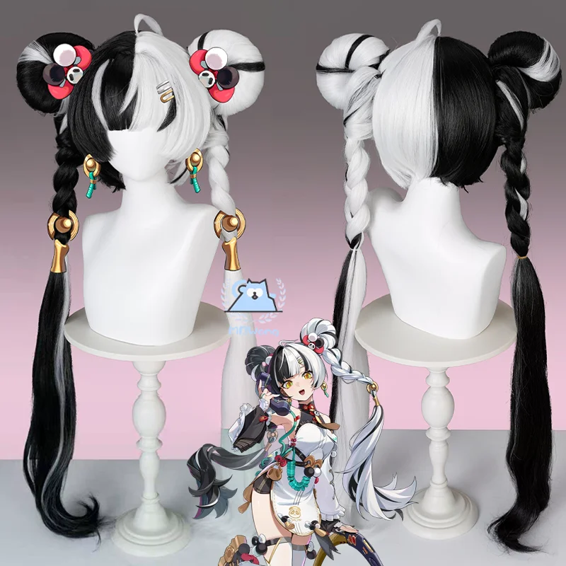 

Game Zenless Zone Zero Dialyn Cosplay Wig LiuYin Cosplay Wig Black White Double Ponytail Wig For Hallowmas Party Adult Women