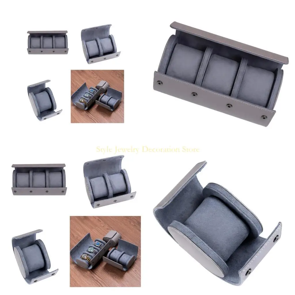 

D46E Travel Watch Case PU Leather Construction PU Leather Jewelry Organizers Box Easy Cleaning Design Watch Display Case