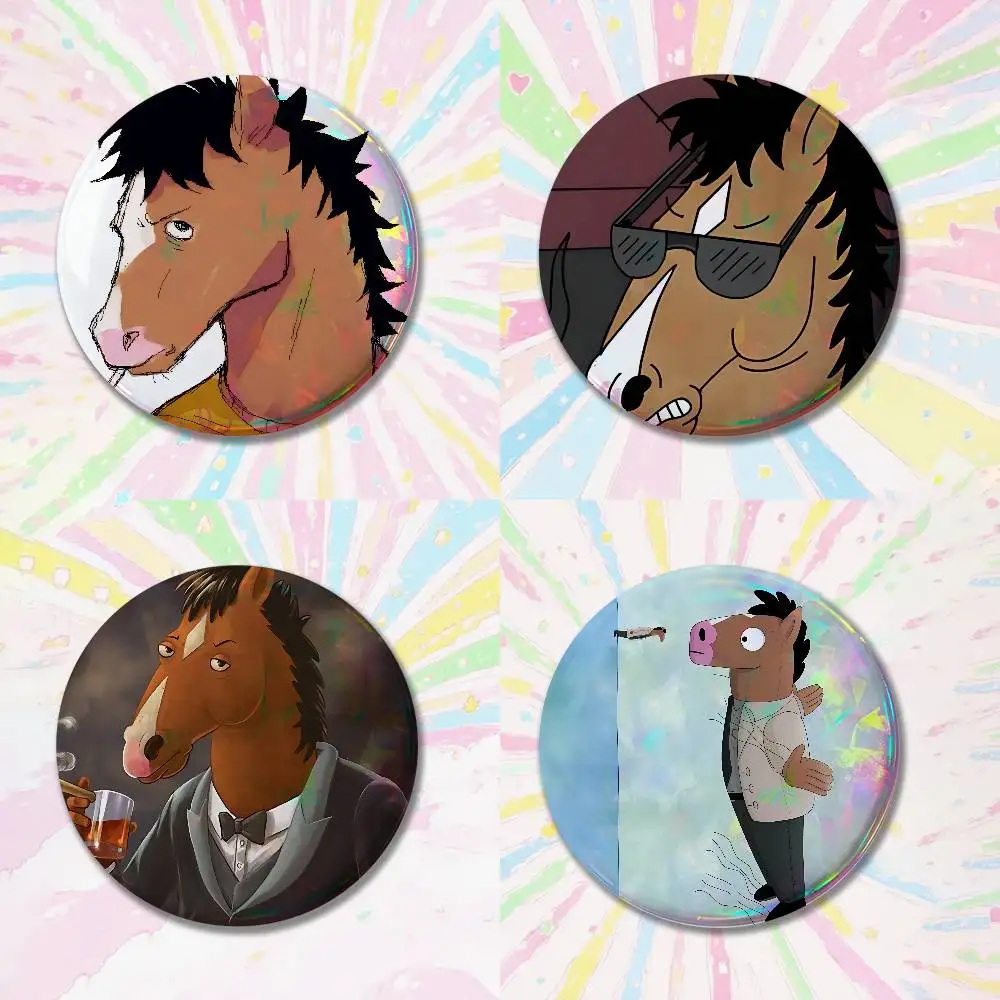 B-BoJack H-Horseman 32/44/58mm Handmade Pins Round Brooch Badge Backpacks Clothes Jewelry Gifts