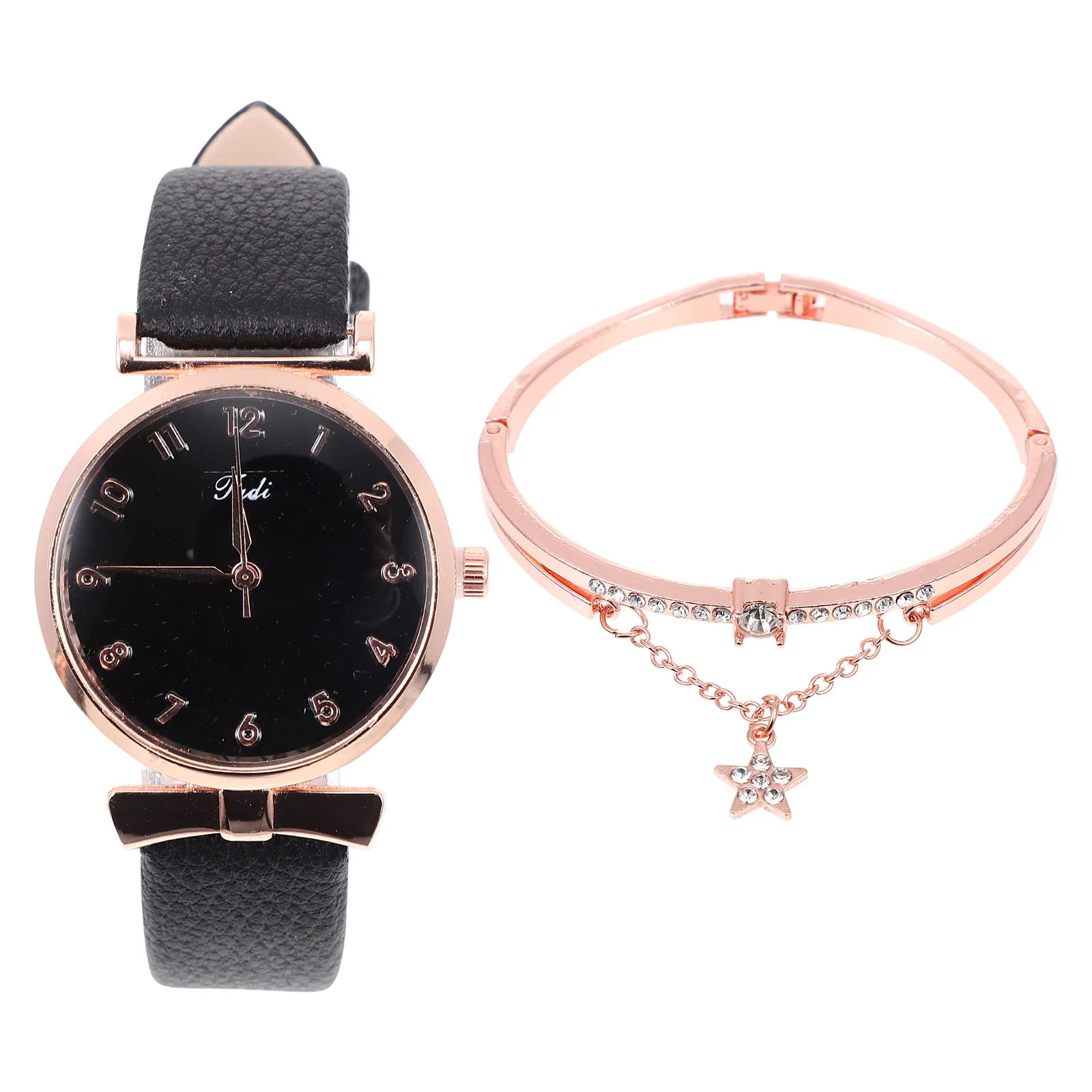 

1Set Quartz Watch Bracelet Set Stylish Shiny Bangle Kit Comfortable Touch Durable Practical Party Meeting Banquet