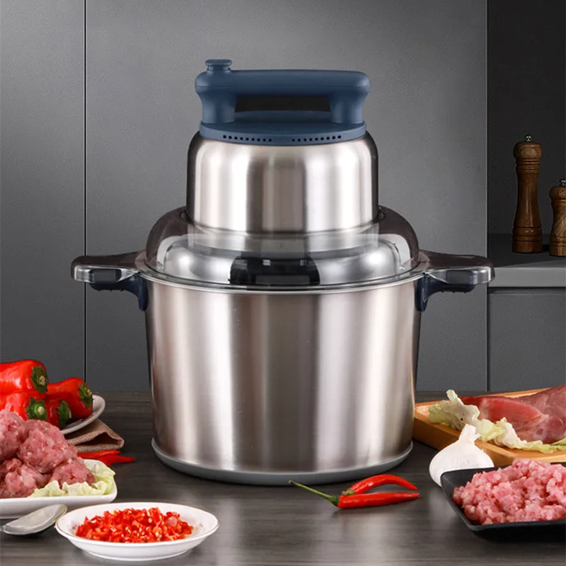 220V 8L electric meat grinder Commercial household electric stainless steel meat grinder Kitchen broken meat processing machine