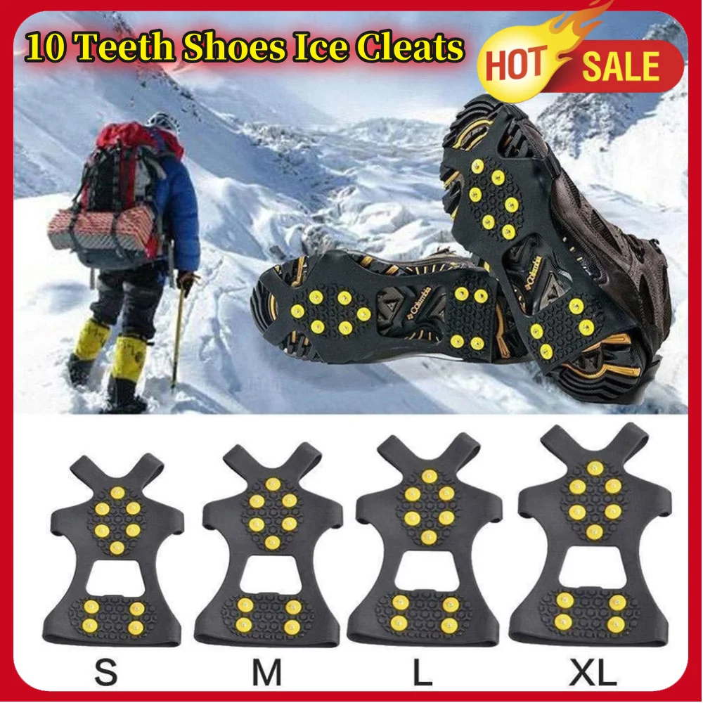 10 الأسنان تسلق الأشرطة المضادة للانزلاق تسلق الجبال المرابط للجنسين الثلوج مخلب أغطية الحذاء في الهواء الطلق سلسلة الأحذية المسامير