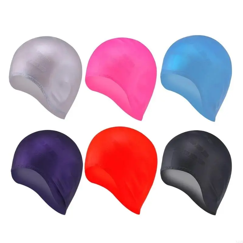 

N58B Silicone Swim Hat for Women Man, Waterproof Soft Bathing Hat Swimming Hat, Easy to Put On for Long Short Hair