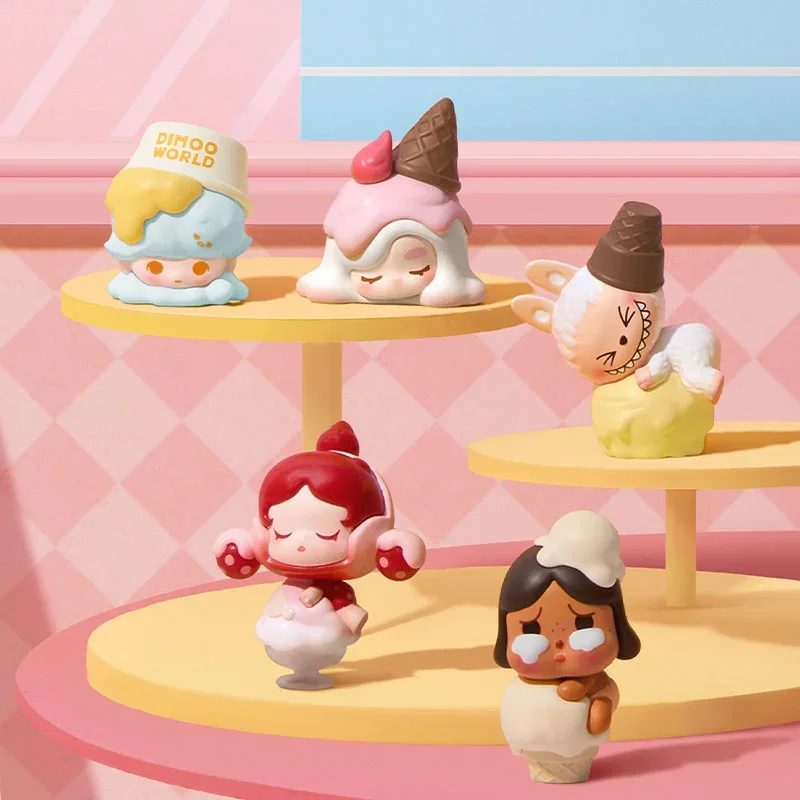 

Genuine Popmart Pop Bean Ice Cream Series Mini Dolls Cute Action Figure SP Dimoo Desktop Ornament Birthday Gifts Collection
