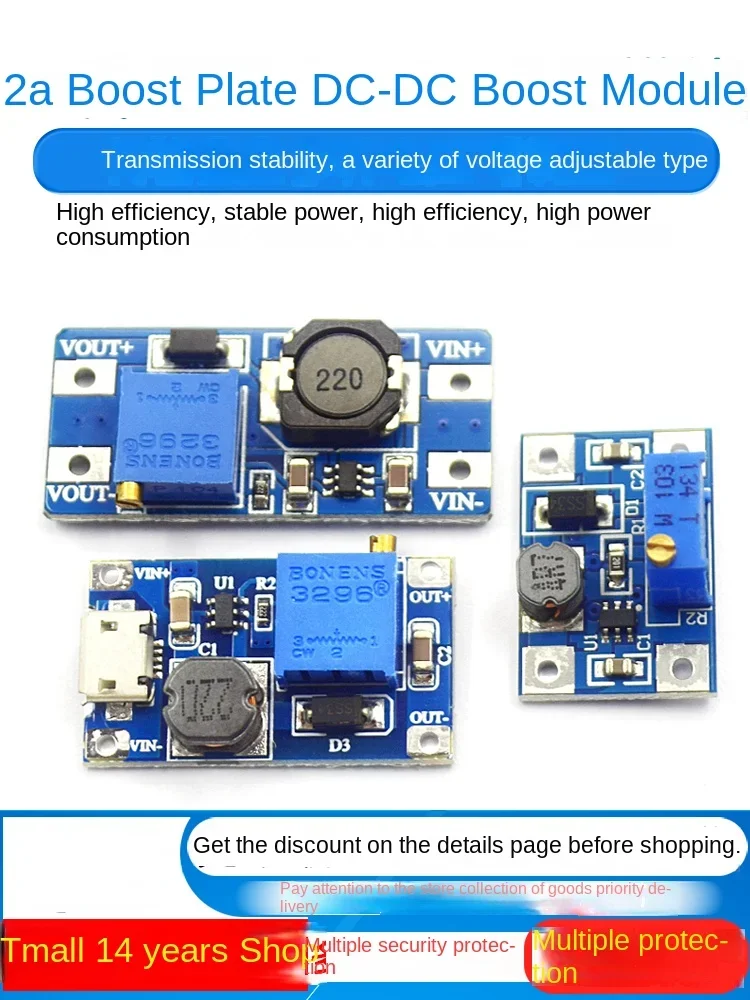 2A Boost Board DC-DC Adjustable Boost Regulator Power Supply Module MT3608 Input 2-24V 5/9/12/28V